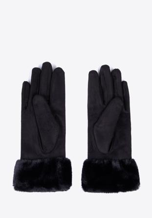 Damskie rękawiczki ze sztucznym futerkiem, czarny, 39-6P-010-1-M/L, Zdjęcie 1