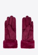 Damskie rękawiczki ze sztucznym futerkiem, bordowy, 39-6P-010-PP-S/M, Zdjęcie 2
