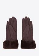 Damskie rękawiczki ze sztucznym futerkiem, ciemny brąz, 39-6P-010-6A-M/L, Zdjęcie 2