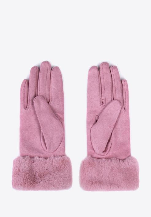 Women's gloves with faux fur cuffs, light pink, 39-6P-010-B-S/M, Photo 2