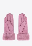 Damskie rękawiczki ze sztucznym futerkiem, jasny róż, 39-6P-010-6A-S/M, Zdjęcie 2