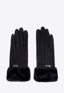 Damskie rękawiczki ze sztucznym futerkiem, czarny, 39-6P-010-0-M/L, Zdjęcie 3