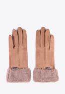 Damskie rękawiczki ze sztucznym futerkiem, brązowy, 39-6P-010-P-M/L, Zdjęcie 3