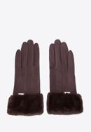 Women's gloves with faux fur cuffs, dark brown, 39-6P-010-33-S/M, Photo 3
