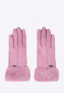 Women's gloves with faux fur cuffs, light pink, 39-6P-010-0-S/M, Photo 3