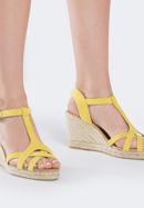 Damskie sandały espadryle z zamszu, żółty, 88-D-502-Y-41, Zdjęcie 3