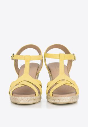 Damskie sandały espadryle z zamszu, żółty, 88-D-502-Y-41, Zdjęcie 1