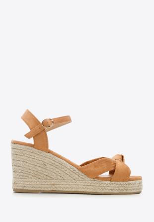 Women's wedge sandals with a decorative knot, , 96-DP-803-5-36, Photo 1