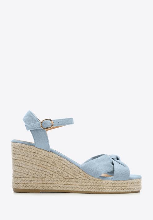 Women's wedge sandals with a decorative knot, blue, 96-DP-803-5-36, Photo 1