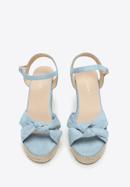 Women's wedge sandals with a decorative knot, blue, 96-DP-803-N-40, Photo 2