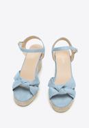Women's wedge sandals with a decorative knot, blue, 96-DP-803-5-36, Photo 3