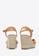 Damskie sandały na koturnie z ozdobnym supełkiem, miedziany, 96-DP-803-9-36, Zdjęcie 5