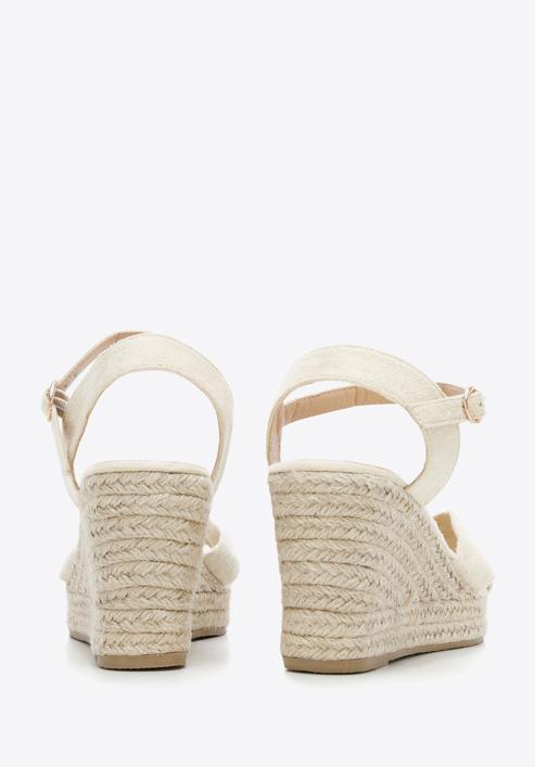 Women's wedge sandals with a decorative knot, beige, 96-DP-803-9-39, Photo 5