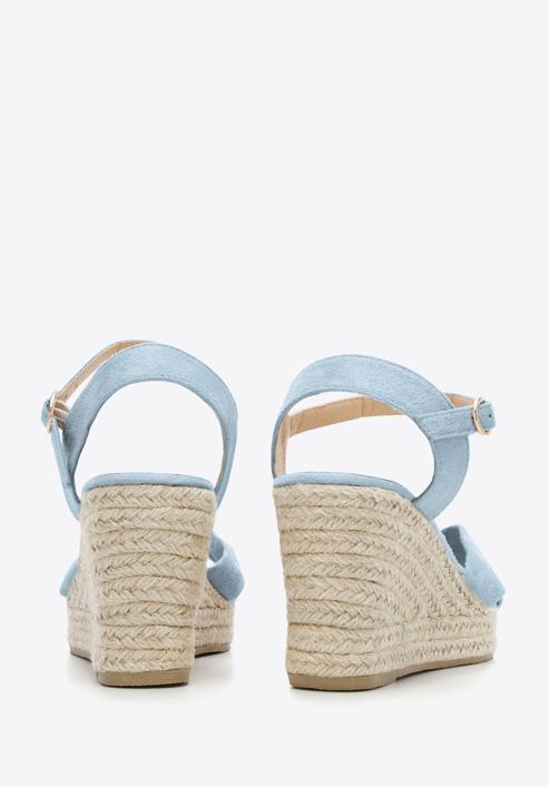 Women's wedge sandals with a decorative knot, blue, 96-DP-803-N-36, Photo 5