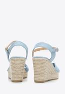 Women's wedge sandals with a decorative knot, blue, 96-DP-803-5-41, Photo 5