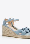 Women's wedge sandals with a decorative knot, blue, 96-DP-803-N-40, Photo 7
