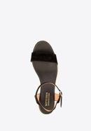 Damskie sandały nubukowe na sznurkowym koturnie, czarny, 88-D-503-1-41, Zdjęcie 5