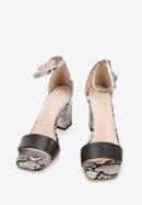 High block heel sandals, white-black, 94-D-958-9-35, Photo 2