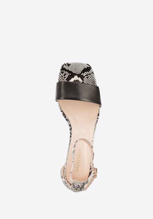 High block heel sandals, white-black, 94-D-958-9-41, Photo 4