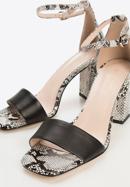 High block heel sandals, white-black, 94-D-958-1-38, Photo 7