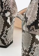 Damskie sandały skórzane dwukolorowe na słupku, biało-czarny, 94-D-958-9-35, Zdjęcie 8