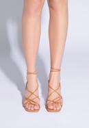 Damskie sandały wiązane, brązowy, 96-D-513-Z-40, Zdjęcie 2