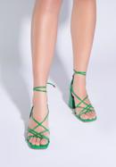 Damskie sandały wiązane, zielony, 96-D-513-5-37, Zdjęcie 2