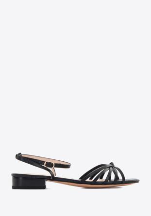 Leather block heel sandals, black, 96-D-514-1-38, Photo 1