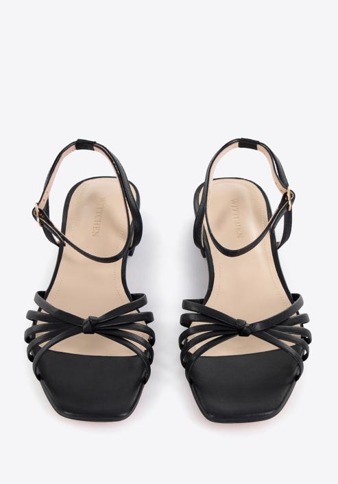 Leather block heel sandals, black, 96-D-514-1-40, Photo 2