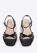 Leather block heel sandals, black, 96-D-514-1-38, Photo 2