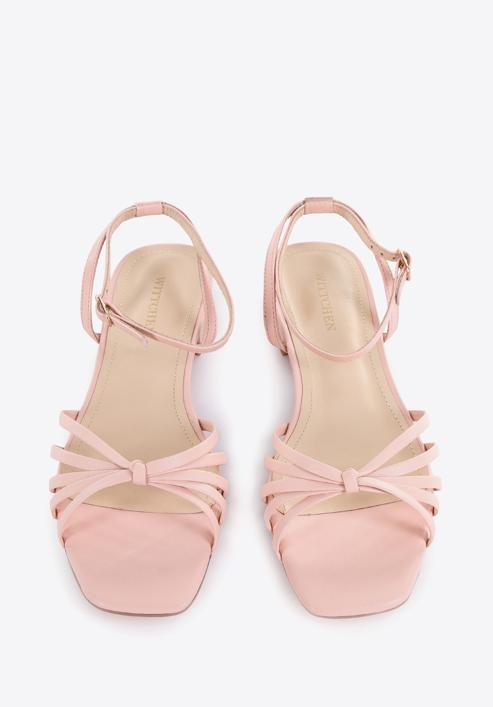 Leather block heel sandals, pink, 96-D-514-P-40, Photo 2