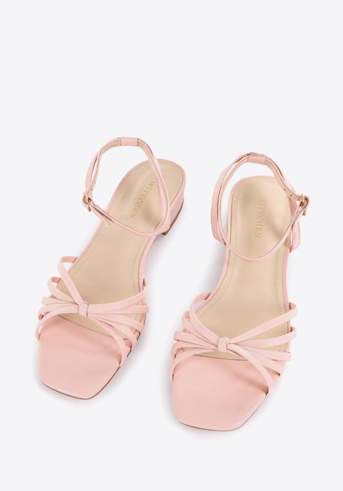Leather block heel sandals, pink, 96-D-514-P-40, Photo 3