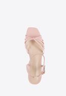 Leather block heel sandals, pink, 96-D-514-P-37, Photo 4