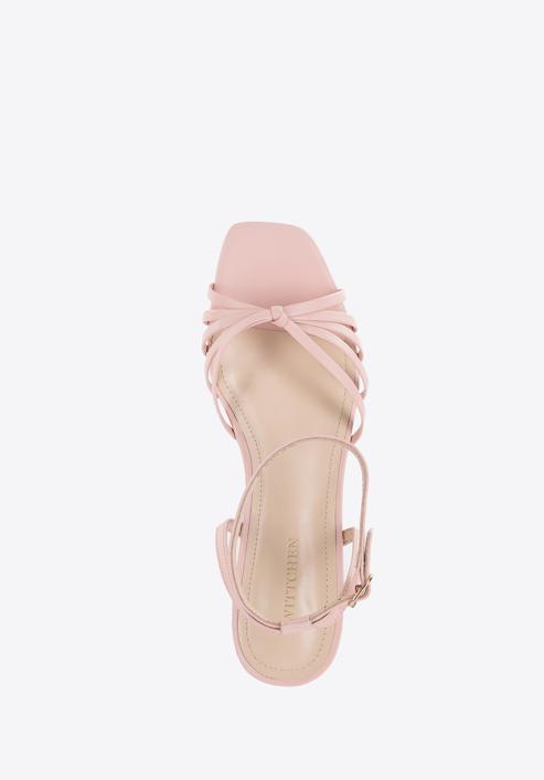 Leather block heel sandals, pink, 96-D-514-P-40, Photo 4