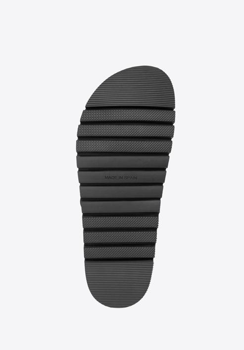 Damskie sandały skórzane z drobnymi nitami na platformie, czarny, 98-D-501-1-39, Zdjęcie 6