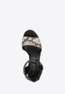 Damskie sandały skórzane z grubym paskiem, czarny, 86-D-653-2-39, Zdjęcie 4