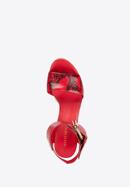 Damskie sandały skórzane z grubym paskiem, czerwony, 86-D-653-1-40, Zdjęcie 4