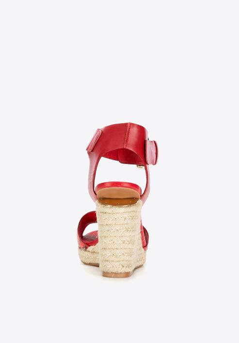 Damskie sandały skórzane z grubym paskiem, czerwony, 86-D-653-2-40, Zdjęcie 5