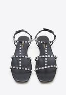 Damskie sandały skórzane z kryształkami, czarny, 98-D-972-G-41, Zdjęcie 3