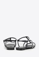 Damskie sandały skórzane z kryształkami, czarny, 98-D-972-G-40, Zdjęcie 4