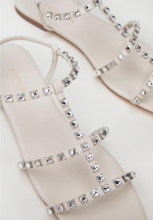 Women's crystal-embellished sandals, cream, 98-D-972-G-39, Photo 8