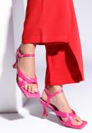 Damskie sandały skórzane z miękkimi paskami, różowy, 96-D-303-0-35, Zdjęcie 15