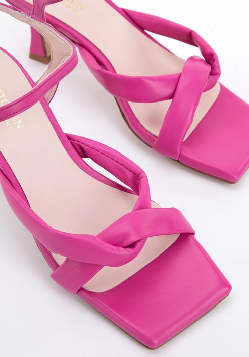 Damskie sandały skórzane z miękkimi paskami, różowy, 96-D-303-P-41, Zdjęcie 7