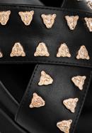 Damskie sandały skórzane z ozdobnymi nitami na platformie, czarny, 98-D-968-1-39, Zdjęcie 8