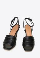 Damskie sandały skórzane z paseczkami na szpilce, czarny, 94-D-962-1-36, Zdjęcie 2