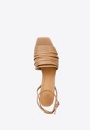 Damskie sandały skórzane z paseczkami na szpilce, brązowy, 94-D-962-5-39, Zdjęcie 4
