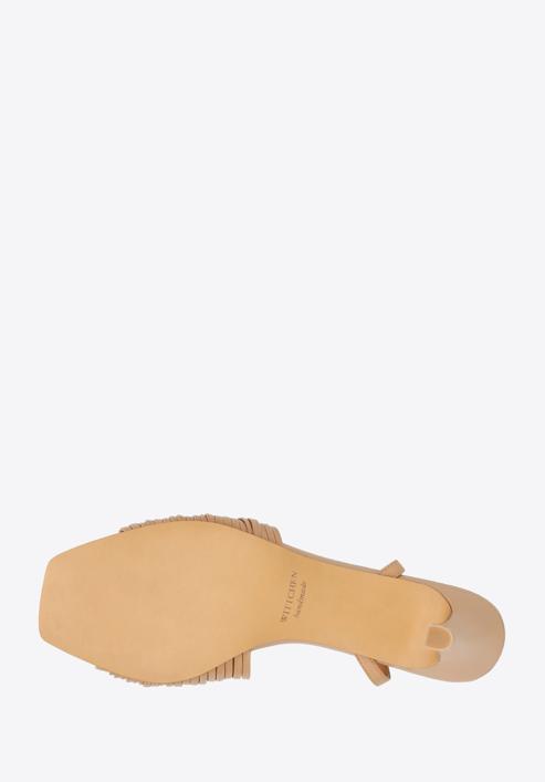 Damskie sandały skórzane z paseczkami na szpilce, brązowy, 94-D-962-5-37, Zdjęcie 6