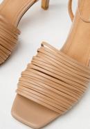 Damskie sandały skórzane z paseczkami na szpilce, brązowy, 94-D-962-5-40, Zdjęcie 7