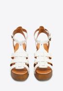 Leather block high heel sandals, cream, 96-D-252-0-35, Photo 3