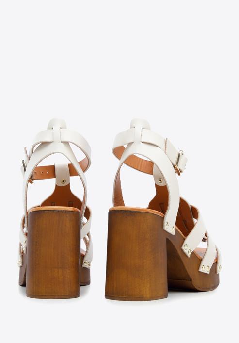 Leather block high heel sandals, cream, 96-D-252-0-37, Photo 5